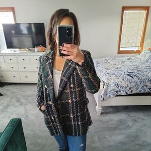 Black NYC Tweed Frayed Blazer | M
